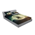 thumbnail image 2 of Ambesonne Ocean Fitted Sheet & Pillow Sham Set, Old Ship Sea Moonlight, Queen, Umber Dark Blue White, 2 of 2