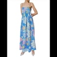 thumbnail image 2 of Vestido Maxi Floral para Mujer, Sin Mangas, Espalda Descubierta, Corte A, , Fluido, con Espalda Hueca y Tirantes Finos Azul M, 2 of 7