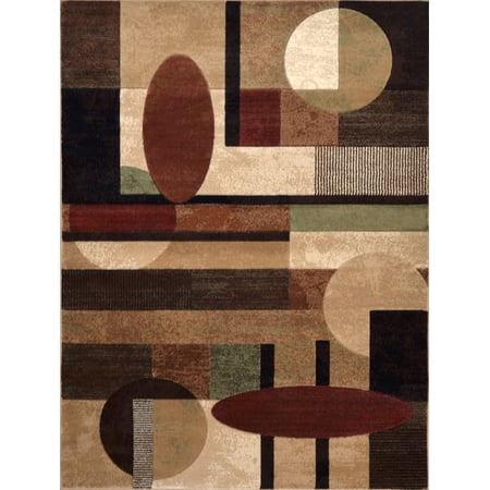 Contemporary Stripes Blocks Area Rug 3x5 Abstract Modern Circle-Actual 3'3"x4'7"