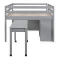 thumbnail image 6 of Harper & Bright Designs Full Size Low Loft Bed with Retractable Writing Desk and 4 Drawers, Wooden Loft Bed with Lateral Portable Desk and Shelves, Gray, 6 of 14