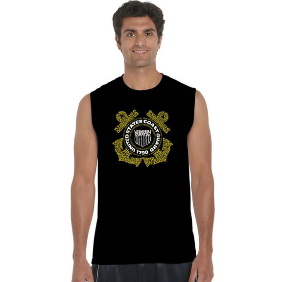 LA Pop Art Men's Word Art Sleeveless T-shirt - Coast Guard