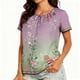 thumbnail image 3 of TaTaai Women's Casual Printed Top Round Neck Short Sleeve Chiffon Blouse Soft Flowy Lightweight Spring Summer Daily Beach Wear Gift, 3 of 7