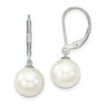 thumbnail image 1 of 925 Sterling Silver 10 11mm White Simulated Shell Pearl Leverback Dangle Earrings Drop Natural Stone, 1 of 6