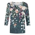 thumbnail image 6 of JTZGDY Western Shirts for Women Plus Size Vintage Ethnic Floral Print Summer 3/4 Lenght Sleeve Crewneck Graphic Tunic Tees Loose Oversized Casual Dressy Blouses Green XL, 6 of 6