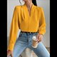thumbnail image 5 of Blusas de Trabajo para Mujer, Blusas de Larga, Blusas de Oficina con Cuello en V, Blusas de para Mujer Naranja L, 5 of 9