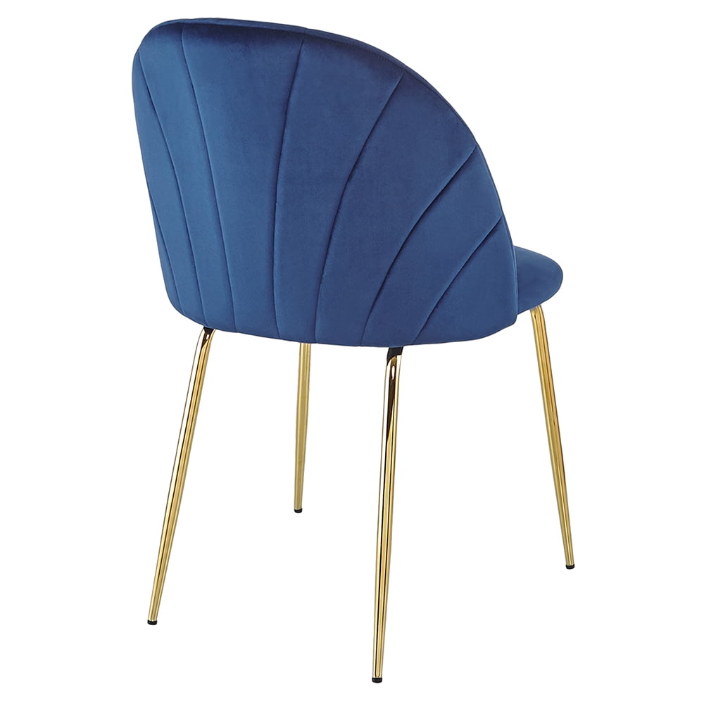 Kepooman Set of 2 Mid Century Modern Dinning Chairs with Iron Tube Golden Legs, Blue Kepooman Set of 2 Mid Century Modern Dinning Chairs with Iron Tube Golden Legs, Blue