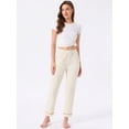 thumbnail image 3 of DARING DIVA Women's Cotton Knit Ribbed Elastic Waist Loungewear S White, 3 of 7