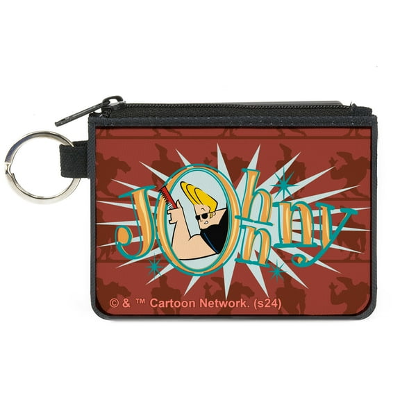 Warner Bros. Animation Wallet, Coin Purse, Johnny Bravo Title Logo and Flex Pose Turns Reds, Canvas