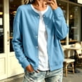 thumbnail image 2 of Women's Casual Snap Button Cardigan Jacket, Long Sleeve Crew Neck Lightweight Sweatshirt Coat with Pockets, Solid Color Fall Outerwear, 2 of 7