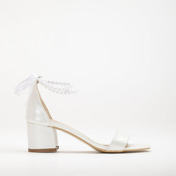 Illy - Zapatos de tacón color marfil con perlas crema 22.5 CM