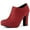 Red, variant on BLISSFUL STEP Women's Ankle Boots Faux Suede Round Toe Block High Heel Side Zipper Shoes Black 6