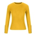 thumbnail image 3 of DeHolifer Sweaters for Women Crewneck Long Sleeve Solid Color Ribbed Knit Sweaters Loose Casual Blouse Tops Yellow S, 3 of 7