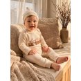 thumbnail image 4 of RUINIXCW Baby Boy Fall Outfit Cute Letter Embroidery Long Sleeve Romper and Hat Set, 4 of 6