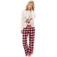 thumbnail image 2 of Xmarks Matching Family Pajamas Sets Christmas Pj's with Reindeer Print Long Sleeve Top and Plaid Printed Long Pant Holiday Home Xmas Family Sleepwear Set, 2 of 9