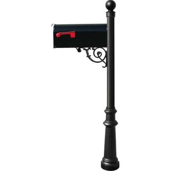 E1 Economy Mailbox System with Fluted Base & Ball Finial, Black