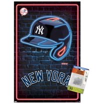 MLB New York Yankees - Neon Helmet 23 Wall Poster with Push Pins, 14.725" x 22.375"