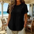 thumbnail image 4 of QUNYINEY Short Sleeve Tshirts Shirts for Women Casual Striped Summer Tops Crew Neck Going Out Pullover Loose Fit Shirts, 4 of 8