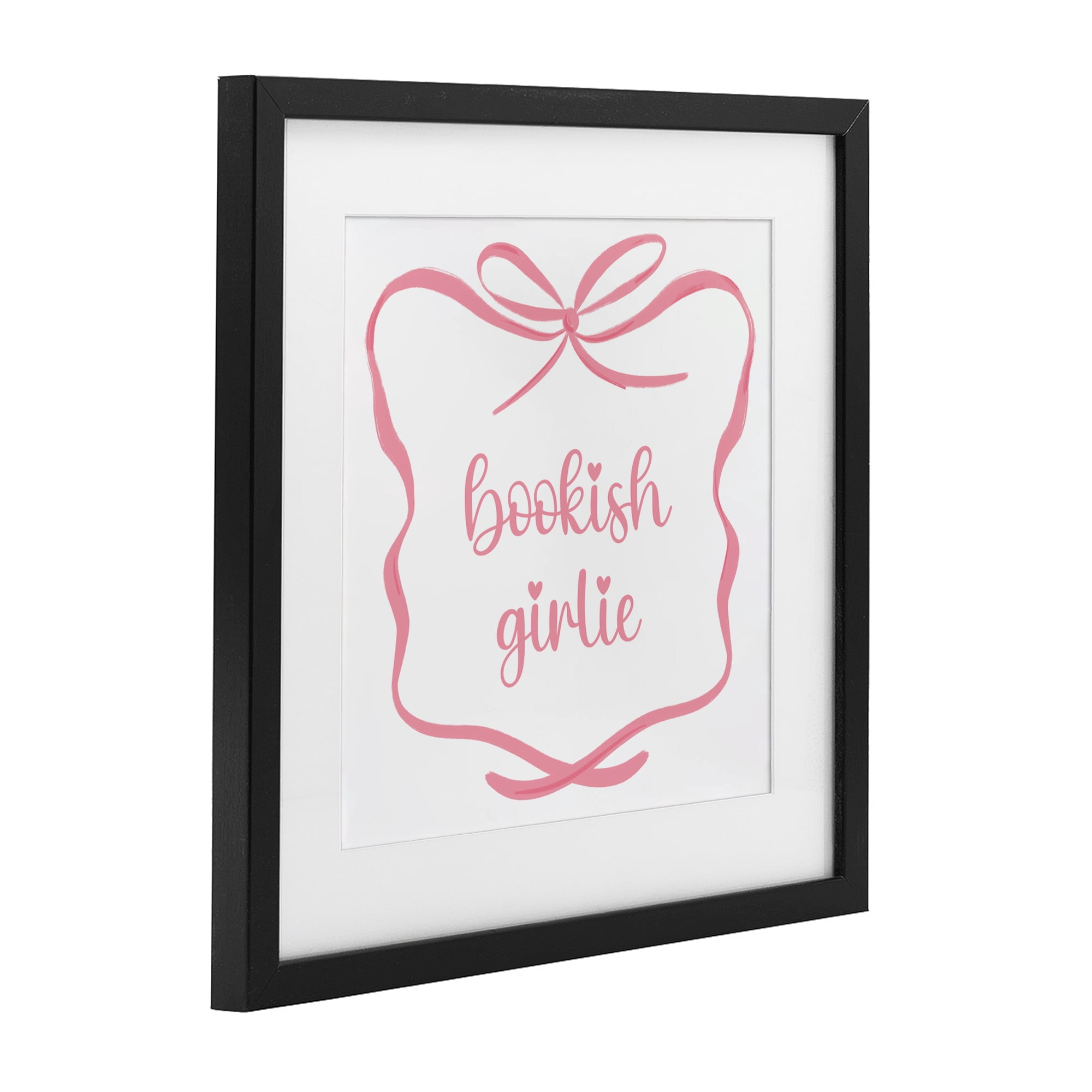 Stupell Industries Bookish Girlie with Bow Black Framed Print Under Glass, design by Lucille Price