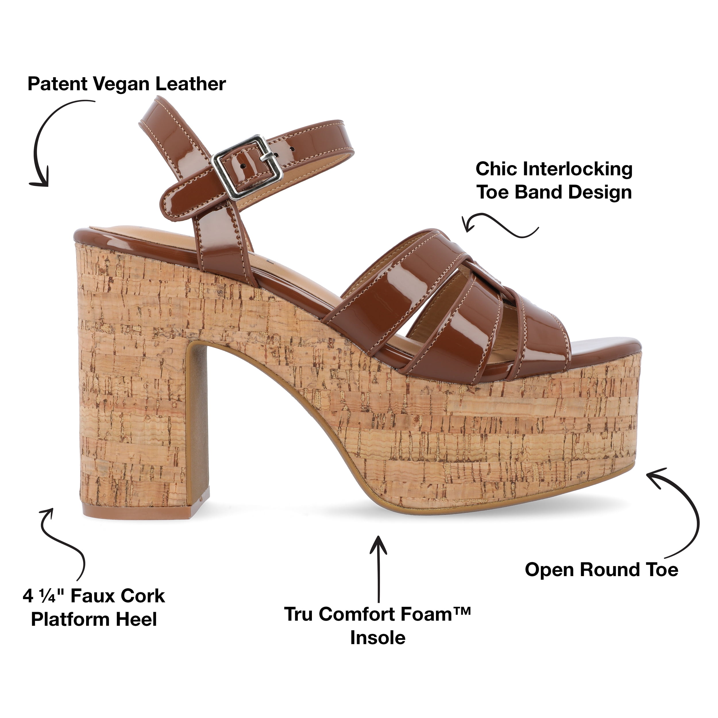 Journee Womens Jania Buckle Platform Sandals
