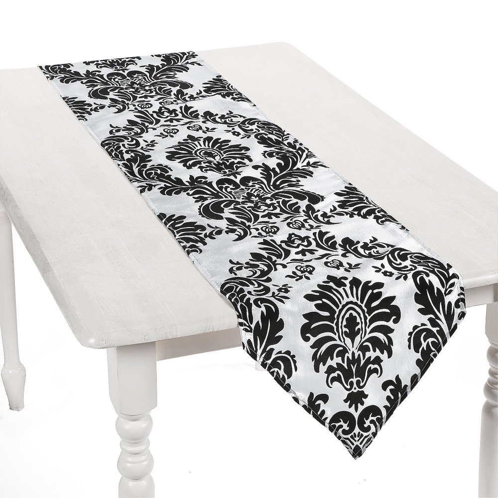 White/Black Pattern Table Runner Home Decor 1 Piece