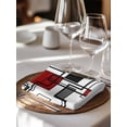 thumbnail image 6 of Red Geometric Cloth Napkins Set of 8 Reusable Dinner Napkins, Modern Black Gray Abstract Striped Art Cocktail Napkin Washable Table Napkins for Wedding/Holiday Party/Baby Shower 20"x20", 6 of 7