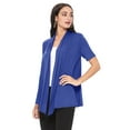 thumbnail image 2 of Women's Loose Fit Short Sleeve Draped Open Front Office Wear Solid Cardigan, 2 of 5