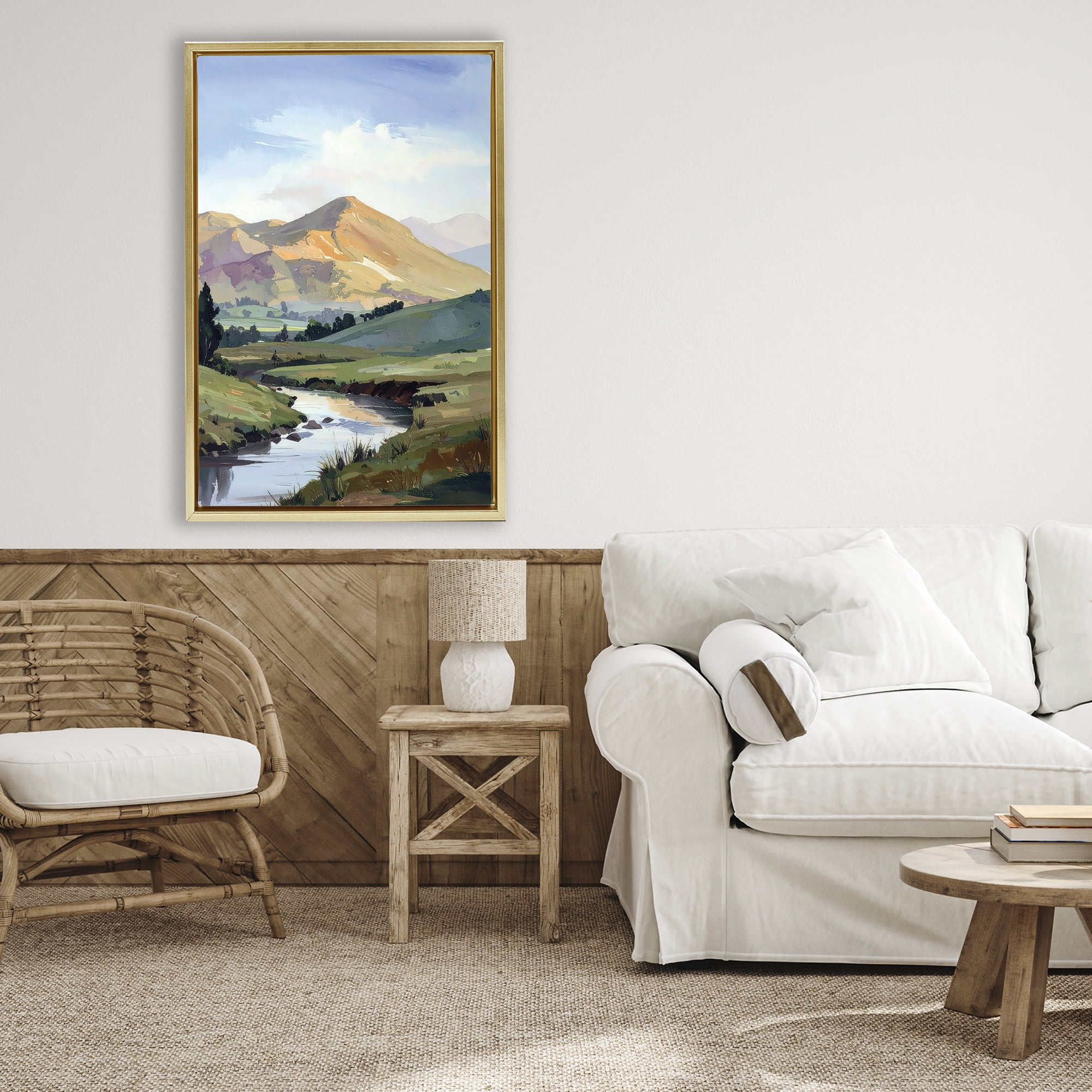 Stupell Industries Across The Valley Gold Framed Floater Canvas Wall Art, design by Alonza Saunders