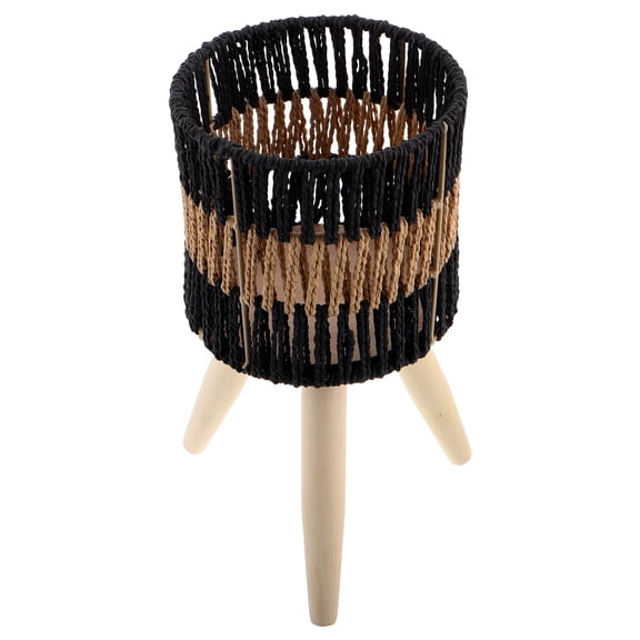 ETHZZLE Floor Planter With Basket Flower Pot Stand Wood Decorative Homeowners Indoor Use 1Set