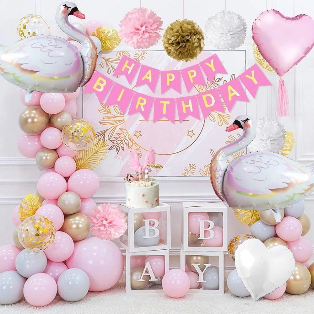 SPECOOL Swan Princess Balloons, Swan Soiree Balloons for Swan Party Decoration Wedding Birthday Girl Baby Shower Party Decorations