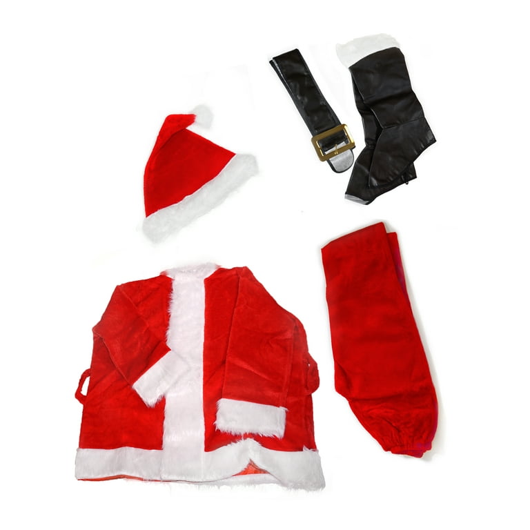 Disfraz De Papá Noel Elegante Para Adultos | Chaqueta Roja Con Camisa Blanca, Corbata, Pantalón Y Gorro | Cierre De Velcro | Poliéster Cómodo Y Resistente | Talla Única