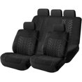 thumbnail image 1 of Juego completo de fundas para asientos de coche, protectores de poliéster para asientos delanteros y traseros, fundas transpirables y gruesas para asientos deportivos - Negro/delantero, trasero, 1 of 3