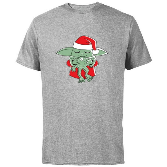 Star Wars Grogu Santa Costume with Holiday Christmas Cookie - Short Sleeve Cotton T-Shirt for Adults - Customized-Athletic Heather