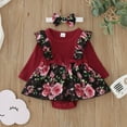 Infant Girls Winter Long Sleeve Flower Print Romper Bodysuit With