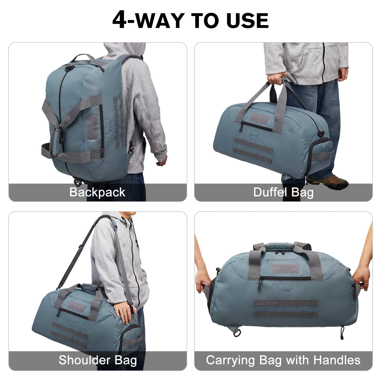 G4Free 70L Large Sports Duffle Bag for Men Gym Travel Backpack with Shoes Compartment Convertible Duffel Backpack
