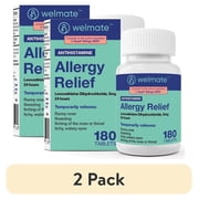 (2 pack) WELMATE Allergy Relief Levocetirizine Dihydrochloride 5 mg 24 Hour Tablets, Compare to Xyzal, 180 Count
