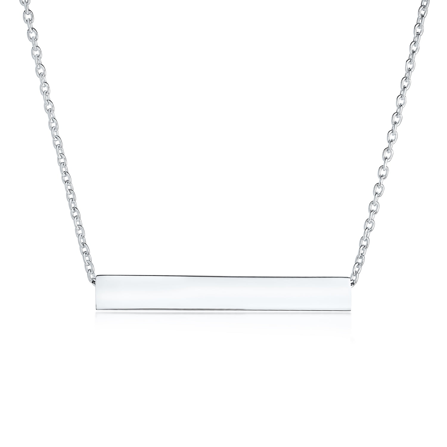 Personalized Solid Pure Silver Bar Horizontal Silver Bar Necklace 