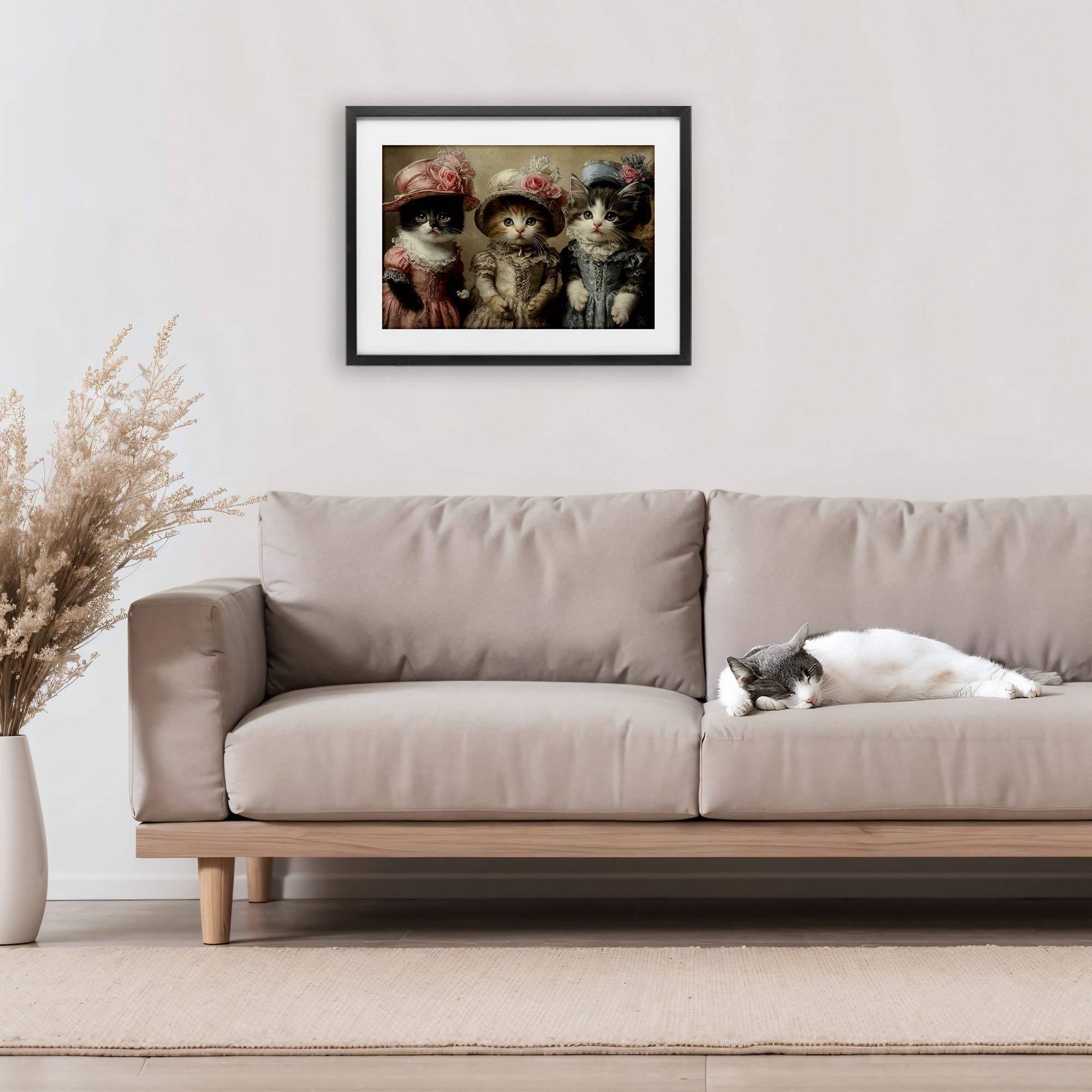 Stupell Industries Vintage Dress Cats Black Framed Print Under Glass, design by The Wands Want