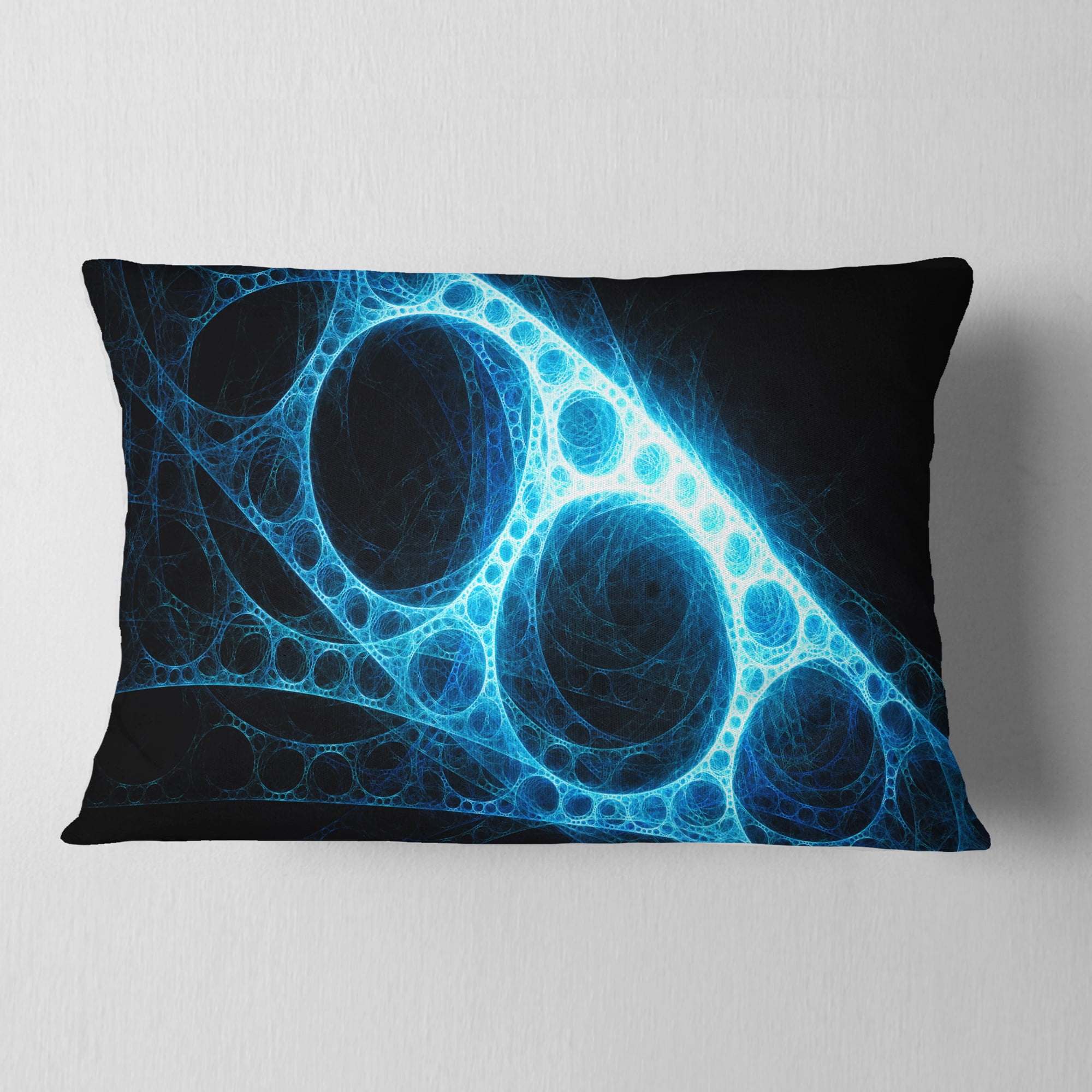 Designart Blue Metal Construction in Black - Abstract Throw Pillow - 12x20