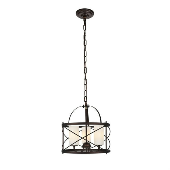 Indoor Modern Home Decorative Bright Ceiling Wren Collection Pendant D15.8 H17.3 Lt:3 Dark Copper Brown and Frosted