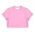 thumbnail image 4 of Men's Crop Tops Trendy Casual Short Sleeve Crew Neck Pullovers Summer Lightweight Breathable Classic Fit Pure Color Beach Tshirts Pink 2XL, 4 of 5