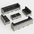 thumbnail image 7 of 14-Piece Outdoor Patio Furniture Set, PE Wicker Rattan Sectional Sofa Conversation Set with Tempered Glass Table & Thick Cushions - All-Weather Garden, Backyard Furniture,Dark Grey, 7 of 7
