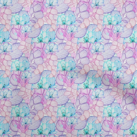oneOone Polyester Spandex Aqua Blue Fabric Leaves & Clover Dress Material Fabric Print Fabric By The Yard 56 Inch Wide