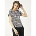 thumbnail image 3 of Moomaya Printed Womens Front Zip-Up Designer Top, Round Neck Casual Smart Top, 3 of 8