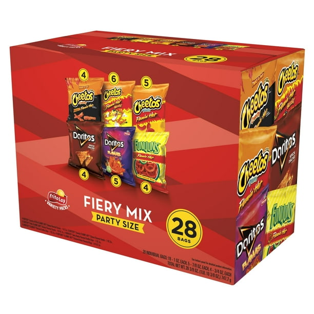 FritoLay Fiery Mix Variety Pack , Party Mix, 28 Count