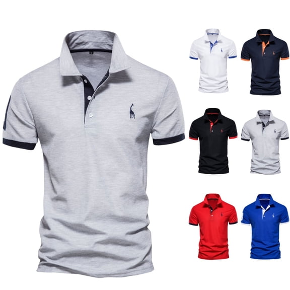 LRGSHF Polo Shirts for Men Short Sleeve Tops with Embroidery Summer Soft Slim Fit Pullover Basic Lightweight Golf Shirt