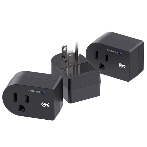 Protector de Sobretensiones Cable Matters Negro Paquete de 3 Unidades 490 Julios 1875W