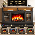 thumbnail image 4 of PAPROOS Fireplace TV Stand with LED Lights for 65" TVs, Electric Entertainment Center with 23'' Fireplace, for 400 Sqt Heating Area, Brown Tabletop&Black Cabinet, 4 of 10