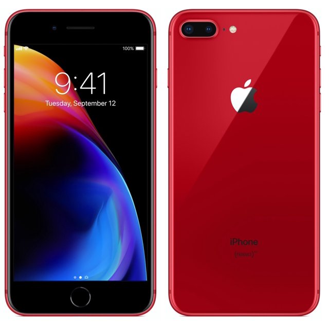 Apple iPhone 8 Plus 64 Go Téléphone Intelligent Débloqué d'Usine - Rouge - État Cosmétique 7/10