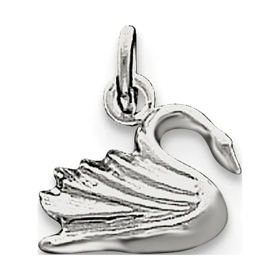 925 Sterling Silver Solid Polished Swan Charm 12x13mm Wide Pendant Necklace for Women - 1.2 Grams
