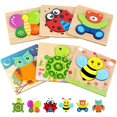 thumbnail image 1 of Rompecabezas para niños pequeños, rompecabezas de animales de madera para niñas de 1, 2 y 3 años, niños pequeños, juguetes educativos preescolares, regalos para colores y formas, aprendizaje de habil, 1 of 5